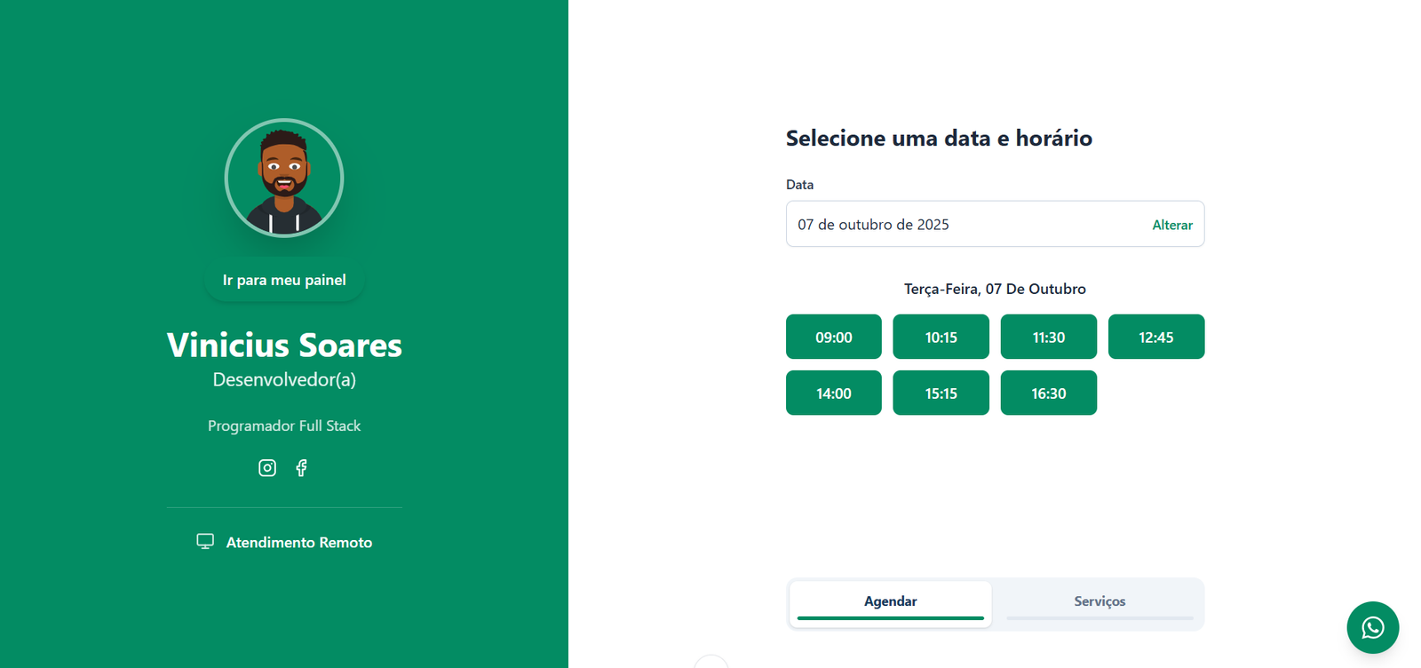 Exemplo de página pública no Zinq